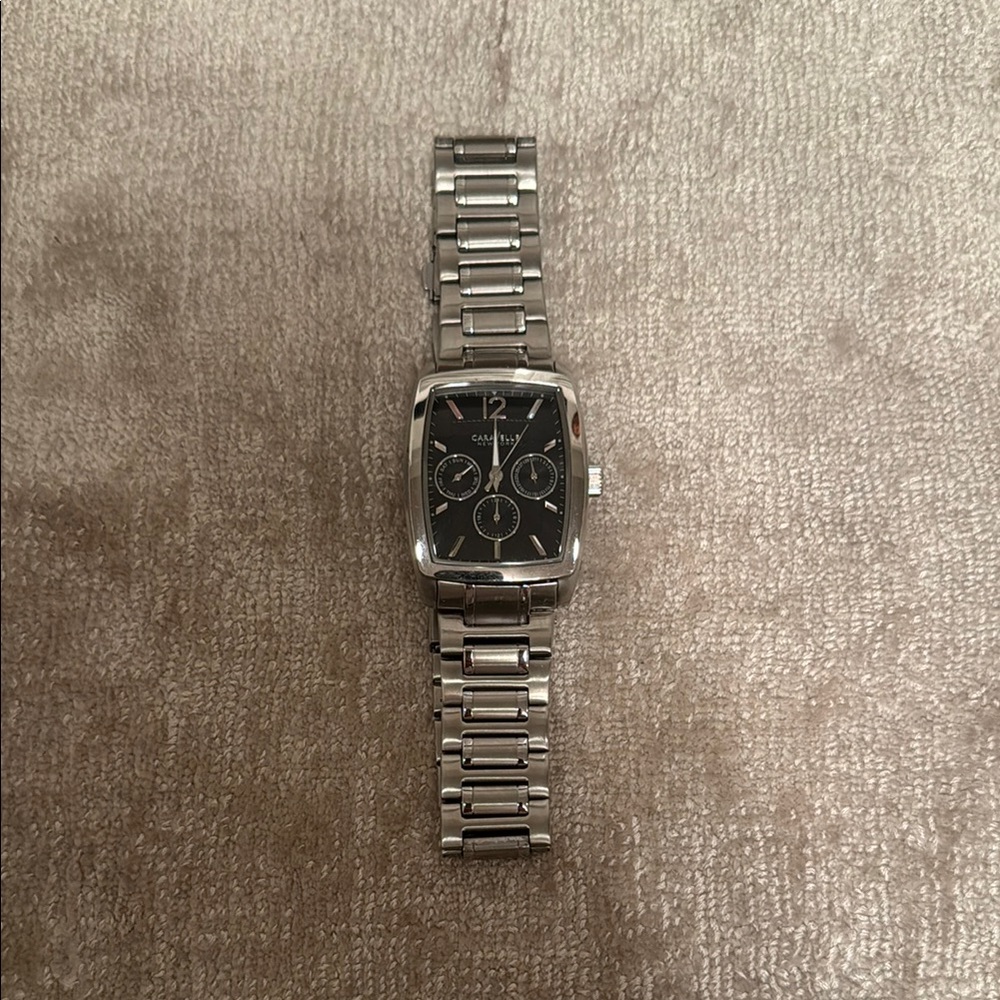 Caravelle Black Dial Silver Bracelet Watch